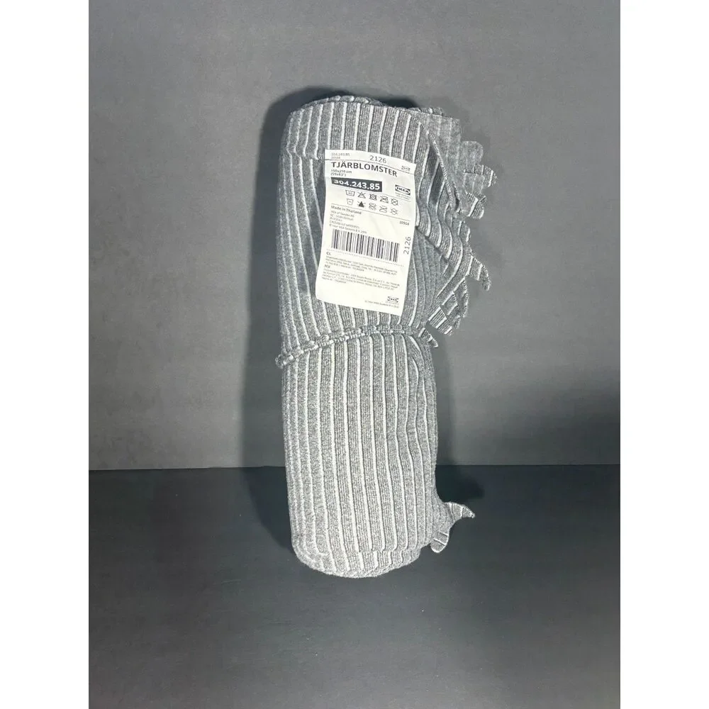 IKEA TJÄRBLOMSTER Gray Ribbed Throw Blanket 50